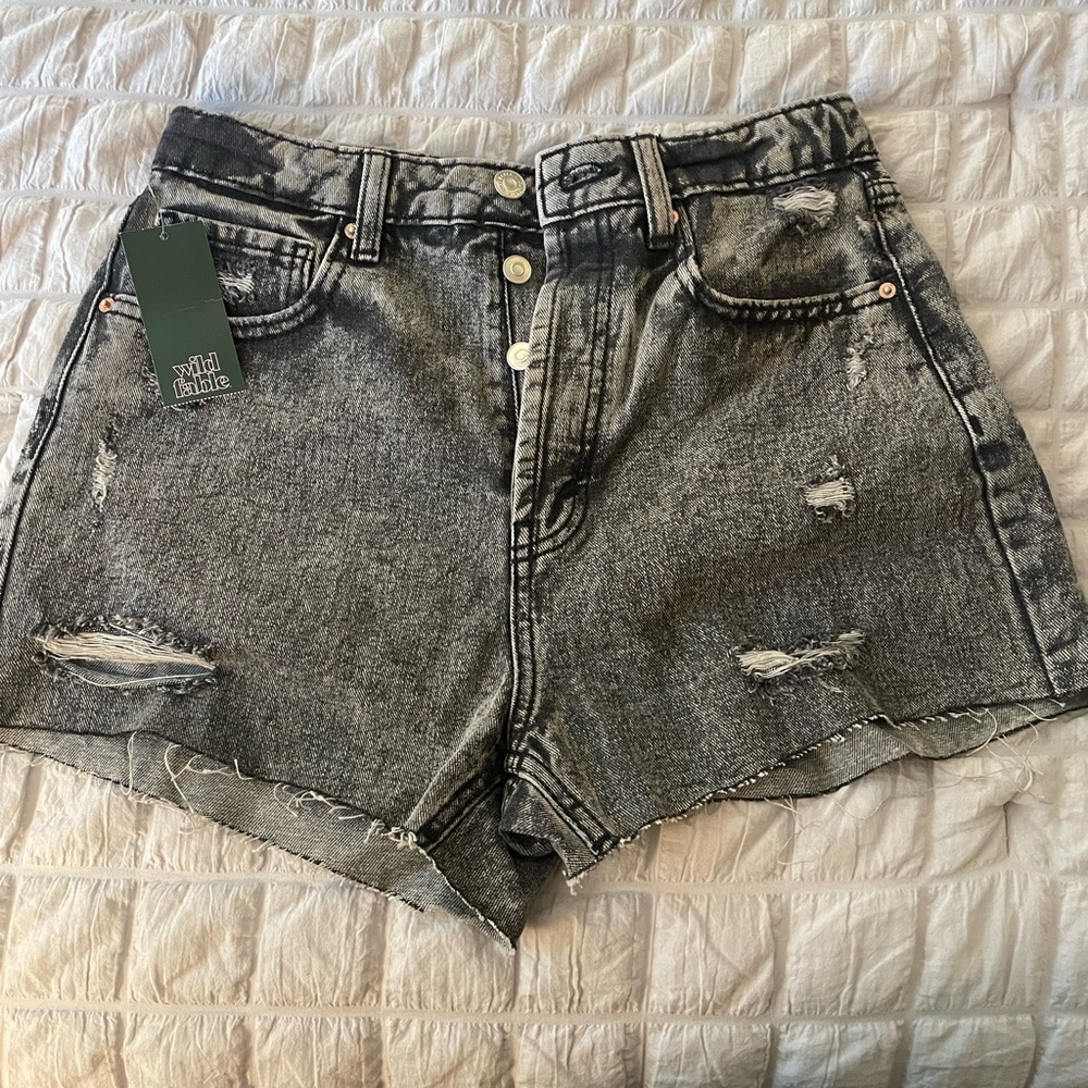 Wild Fable highest rise cutoff jean short. Black acid wash. Size 6. NWT